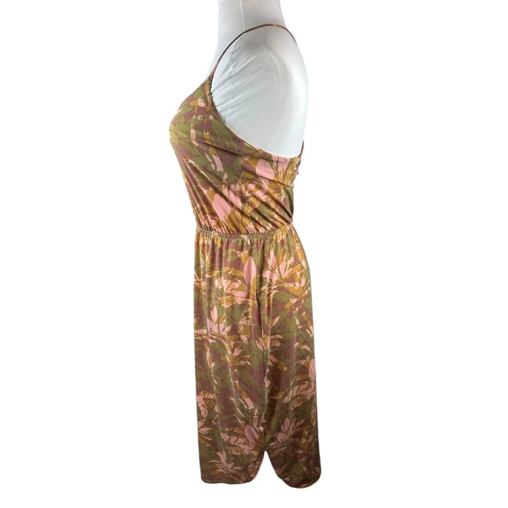 Prana Ayla Dress Racerback Tropical Green Brown Stretch Medium Resort Cruise - Picture 10 of 16